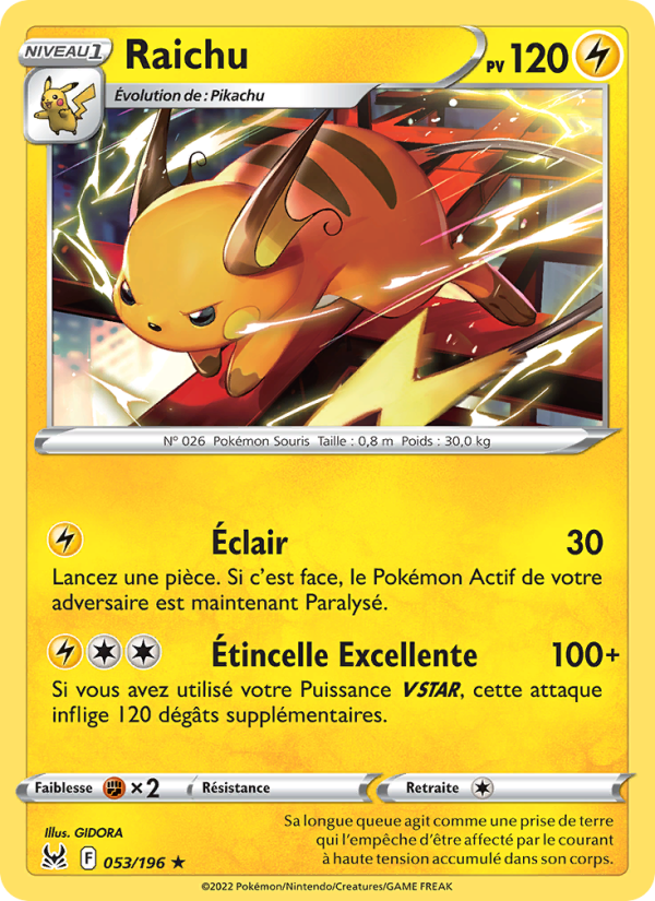 Raichu 053 — Origine Perdue (French Pokémon TCG card)