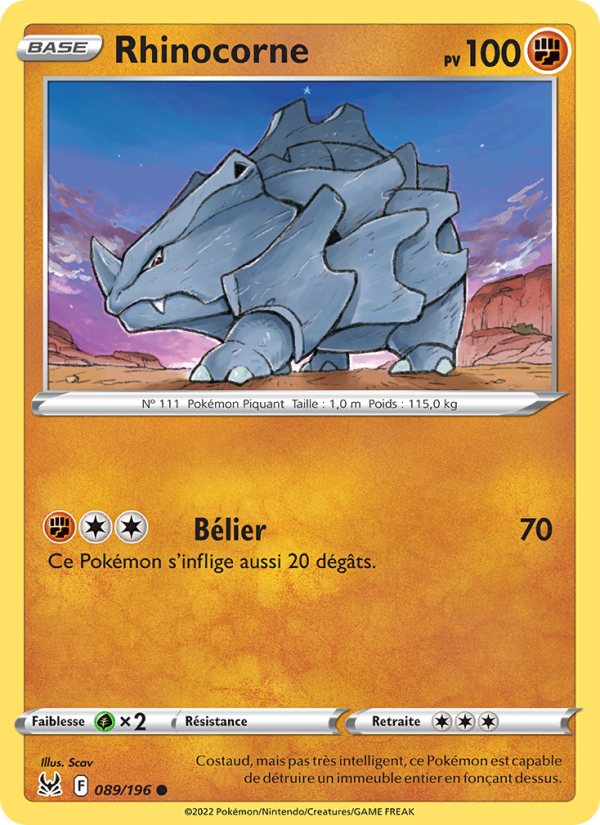Rhinocorne 089 — Origine Perdue (French Pokémon TCG card)