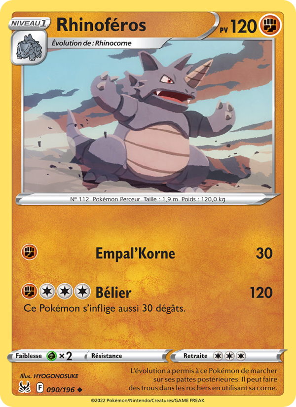 Rhinoféros 090 — Origine Perdue (French Pokémon TCG card)