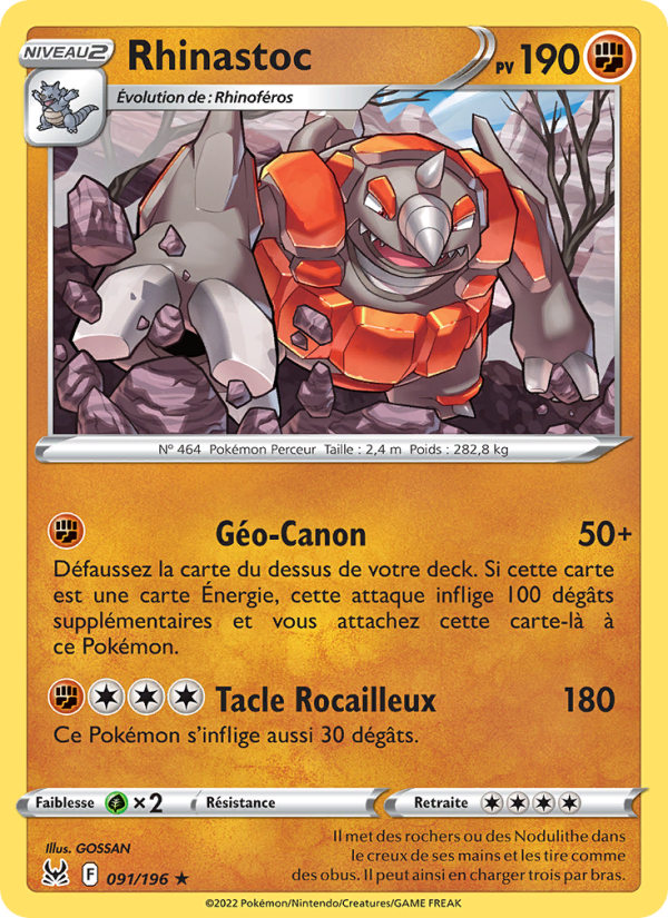 Rhinastoc 091 — Origine Perdue (French Pokémon TCG card)