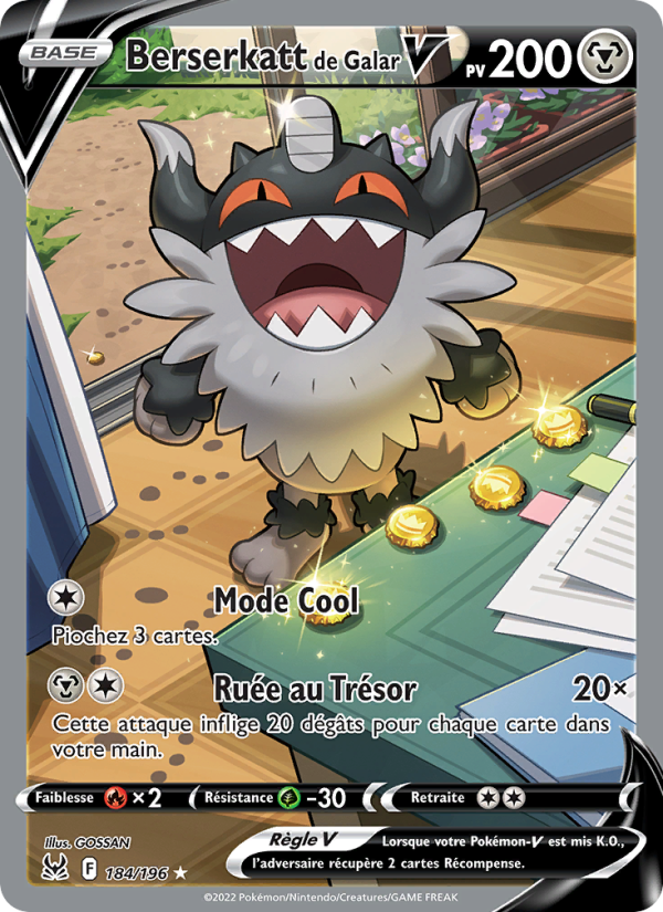 Berserkatt de Galar V 184 — Origine Perdue (French Pokémon TCG card)