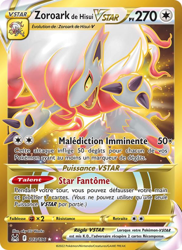 Zoroark de Hisui VSTAR 213 — Origine Perdue (French Pokémon TCG card)