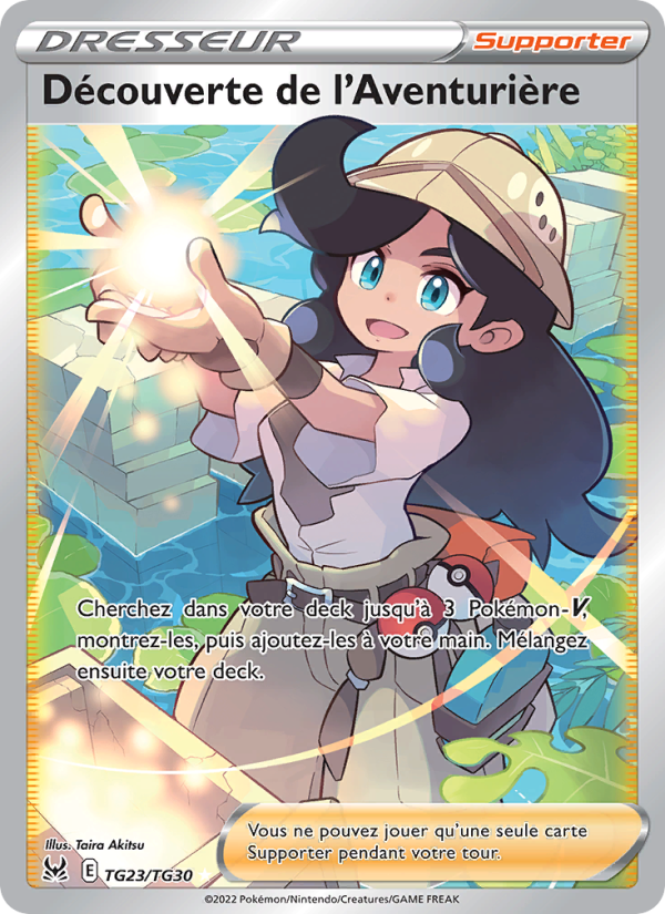 Découverte de l'Aventurière TG23 — Origine Perdue (French Pokémon TCG card)
