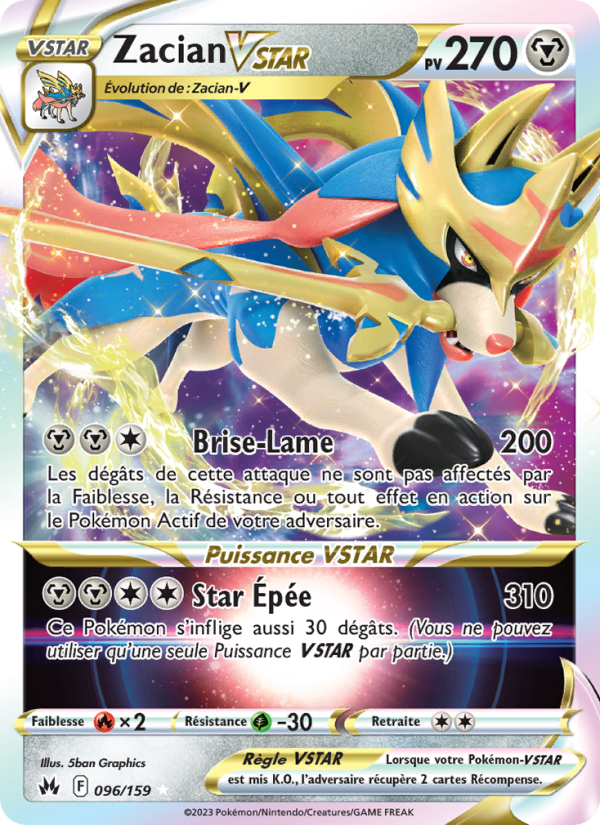 Zacian VSTAR 096 — Zénith Suprême (French Pokémon TCG card)