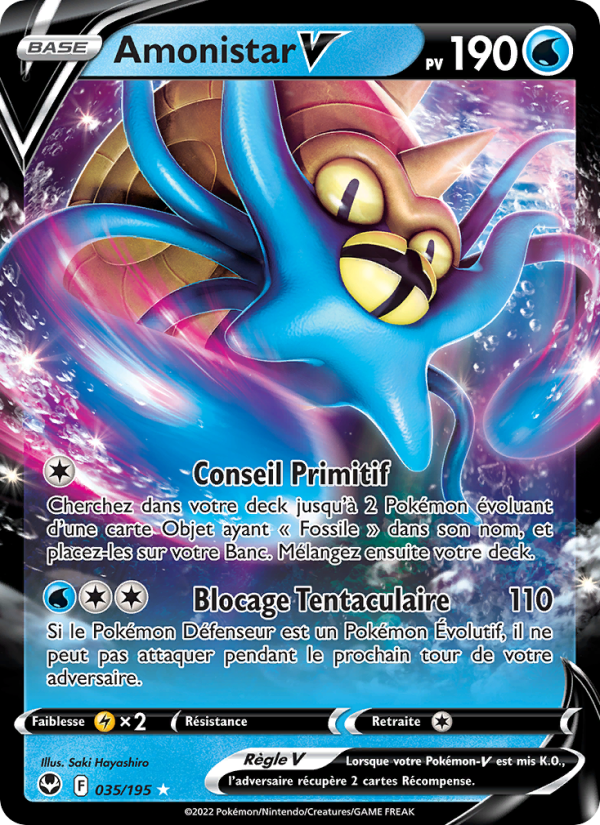 Amonistar V 035 — Tempête Argentée (French Pokémon TCG card)