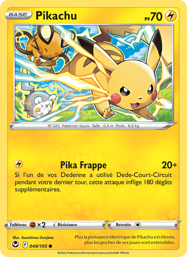 Pikachu 049 — Tempête Argentée (French Pokémon TCG card)