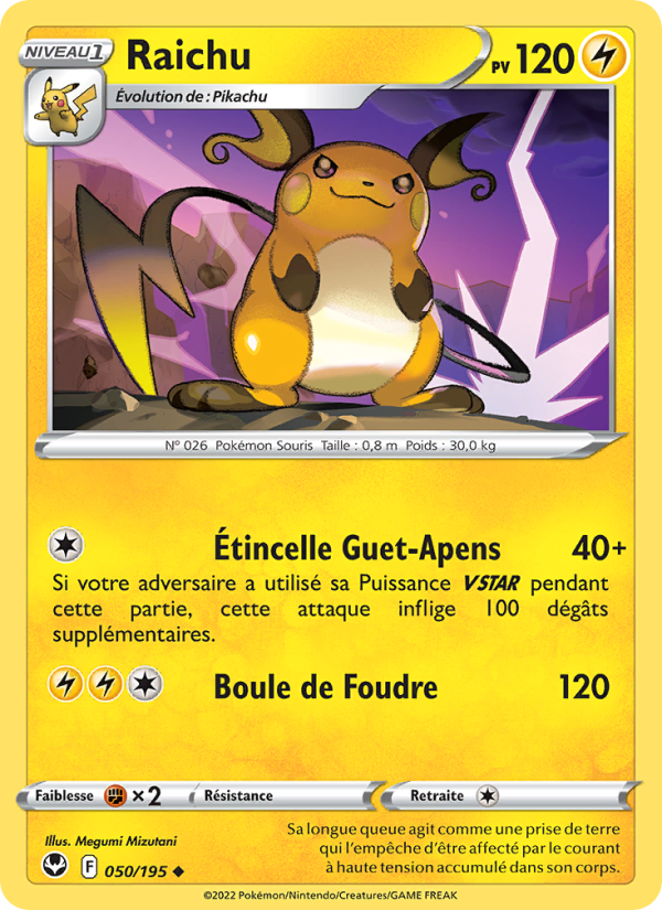 Raichu 050 — Tempête Argentée (French Pokémon TCG card)