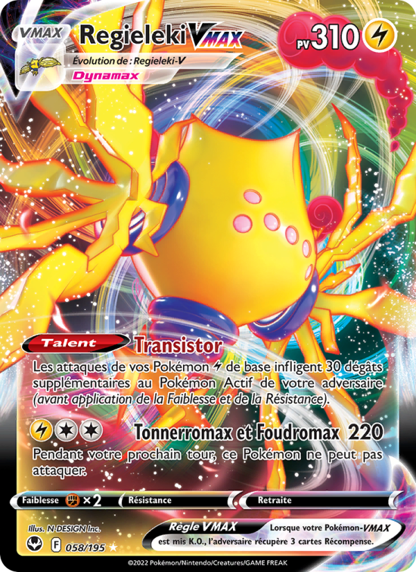 Regieleki VMAX 058 — Tempête Argentée (French Pokémon TCG card)