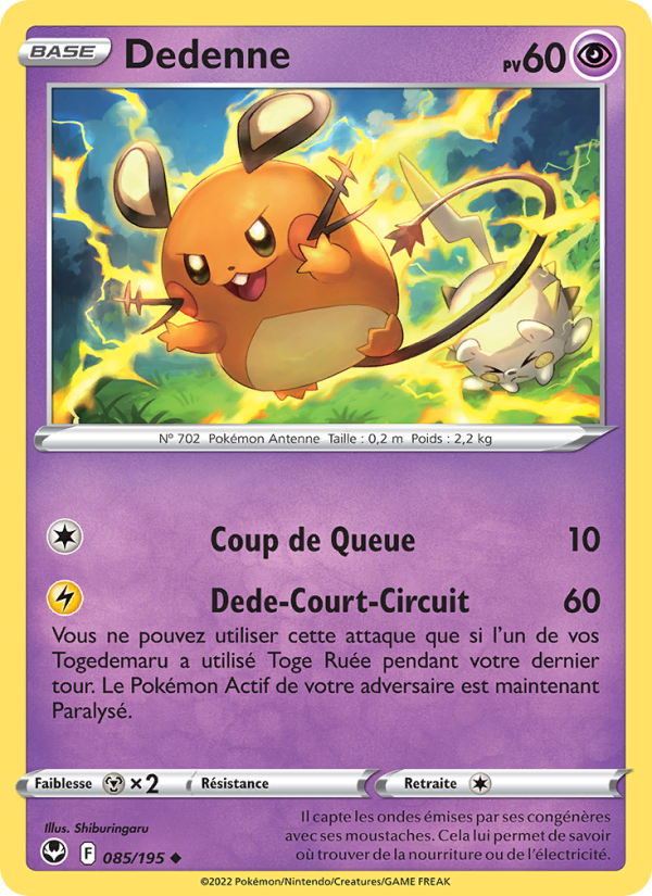 Dedenne 085 — Tempête Argentée (French Pokémon TCG card)