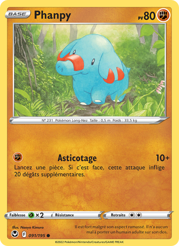 Phanpy 091 — Tempête Argentée (French Pokémon TCG card)