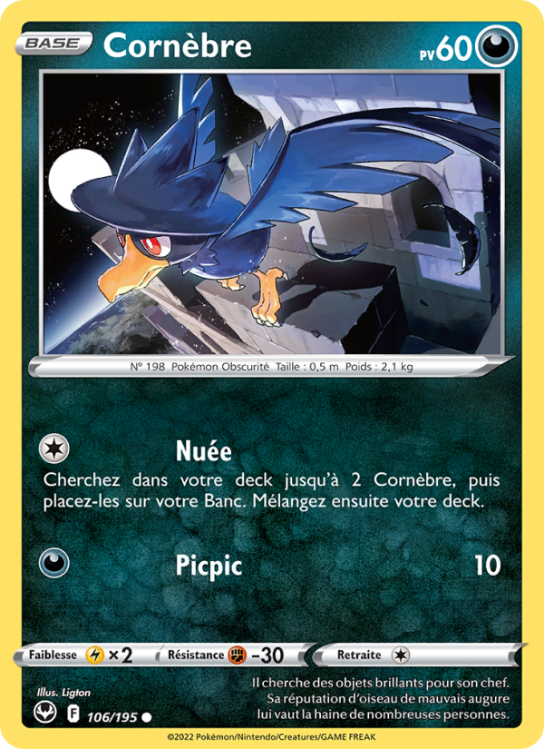 Cornèbre 106 — Tempête Argentée (French Pokémon TCG card)
