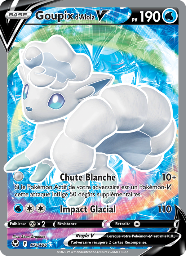 Goupix d'Alola V 173 — Tempête Argentée (French Pokémon TCG card)