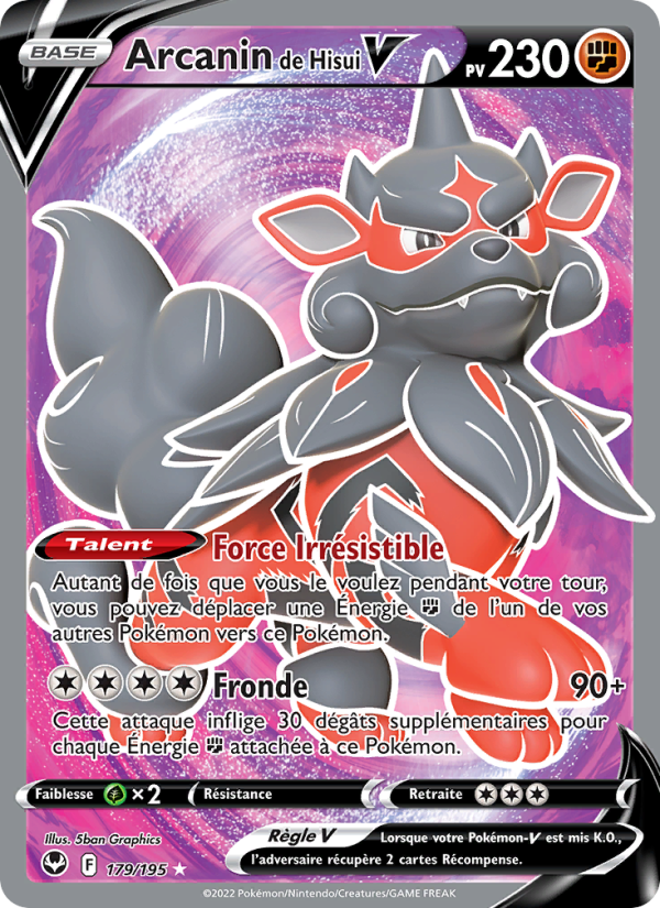 Arcanin de Hisui V 179 — Tempête Argentée (French Pokémon TCG card)