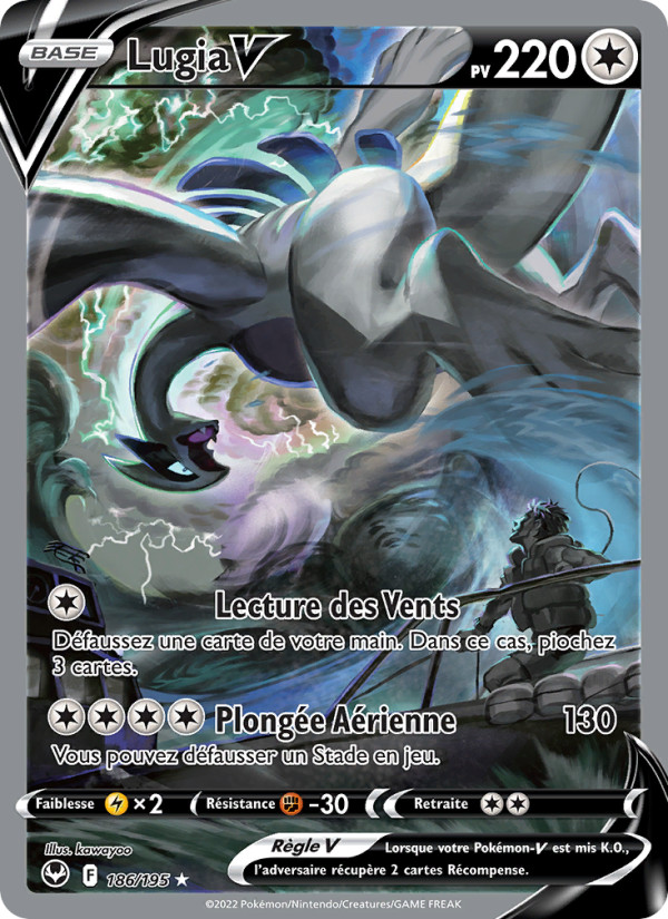 Lugia V 186 — Tempête Argentée (French Pokémon TCG card)