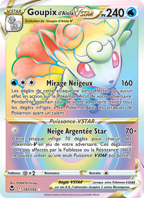 Goupix d'Alola VSTAR 197 — Tempête Argentée (French Pokémon TCG card)
