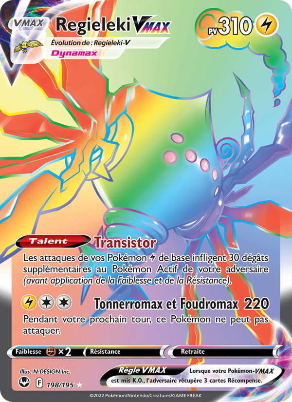 Regieleki VMAX 198 — Tempête Argentée (French Pokémon TCG card)