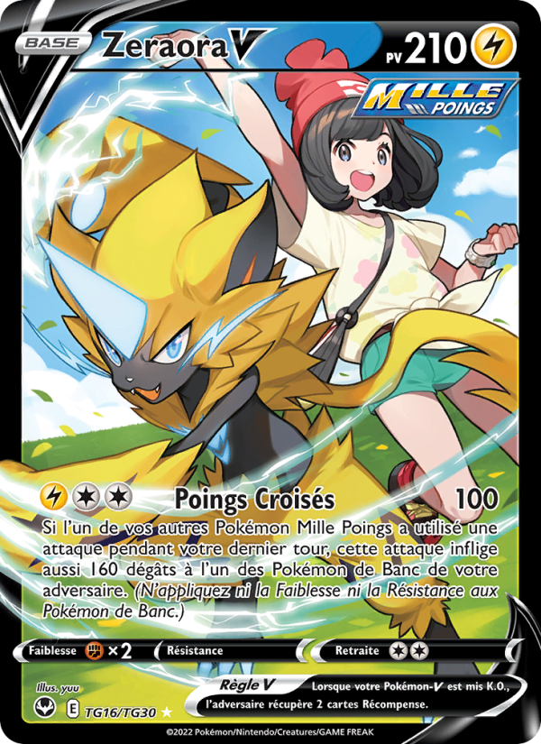 Zeraora V TG16 — Tempête Argentée (French Pokémon TCG card)