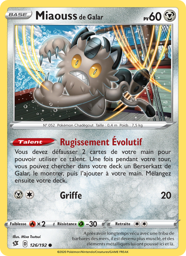 Miaouss de Galar 126 — Clash des Rebelles (French Pokémon TCG card)