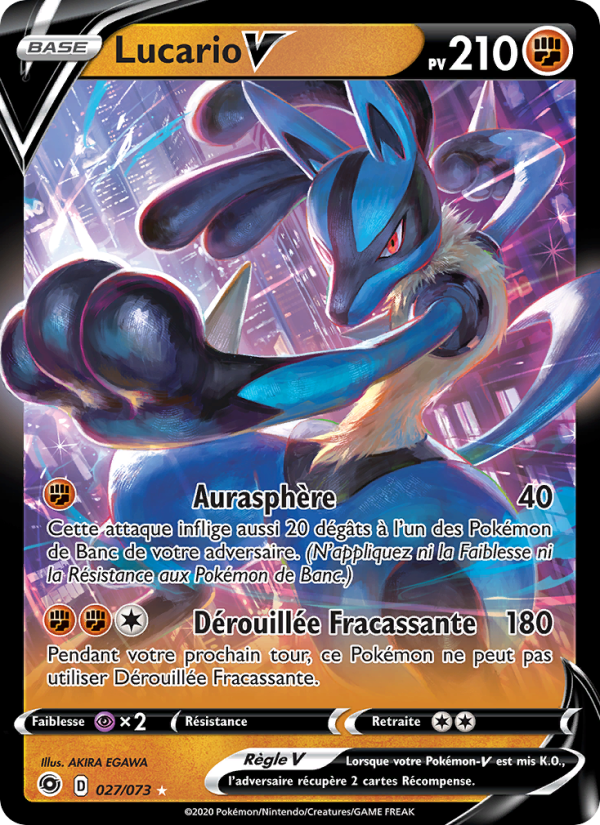 Lucario V 27 — La Voie du Maître (French Pokémon TCG card)