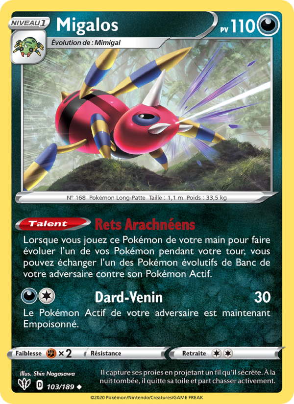Migalos 103 — Ténèbres Embrasées (French Pokémon TCG card)