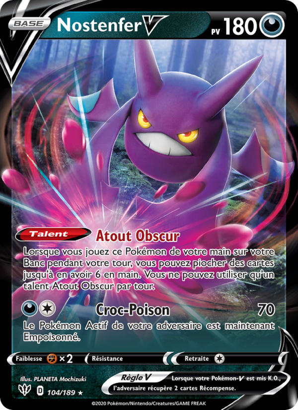 Nostenfer V 104 — Ténèbres Embrasées (French Pokémon TCG card)