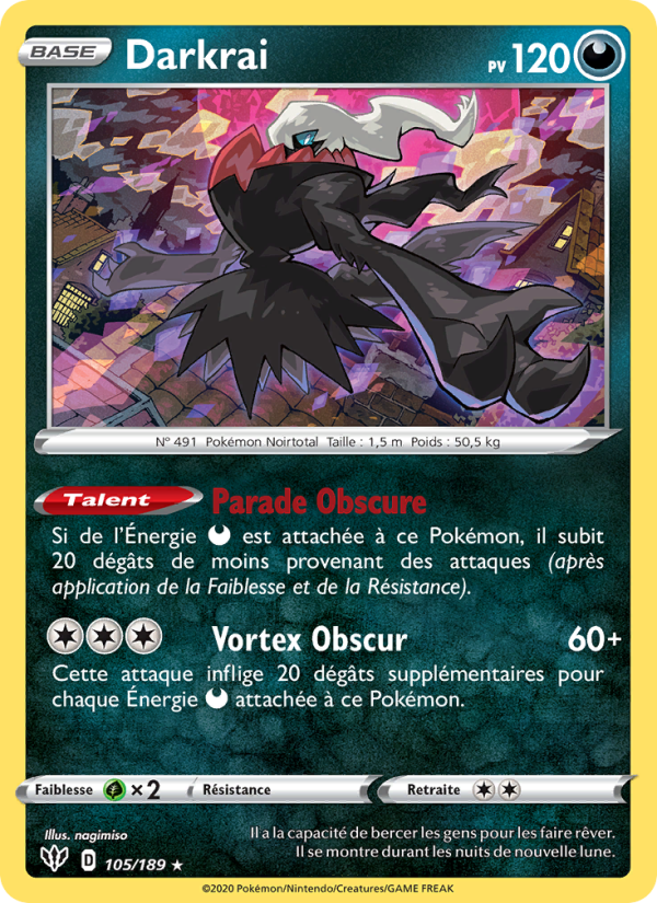 Darkrai 105 — Ténèbres Embrasées (French Pokémon TCG card)