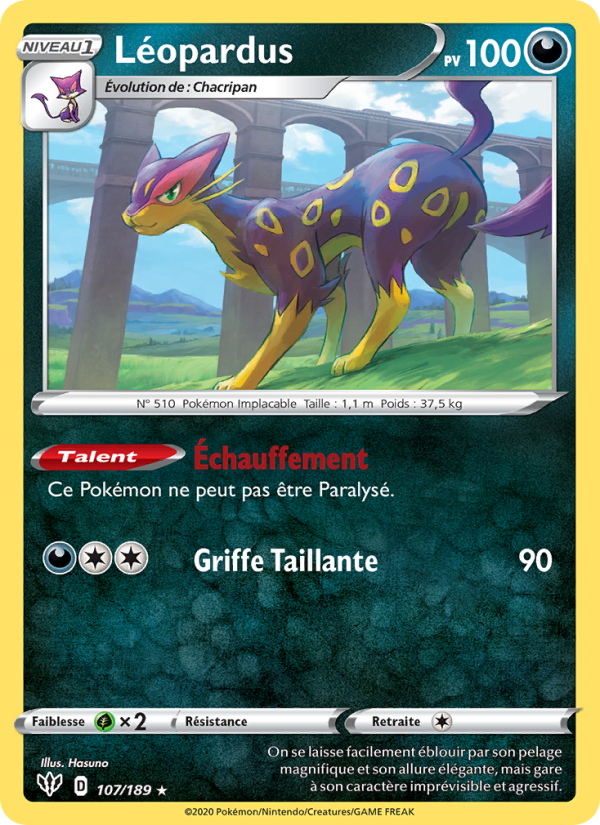 Léopardus 107 — Ténèbres Embrasées (French Pokémon TCG card)