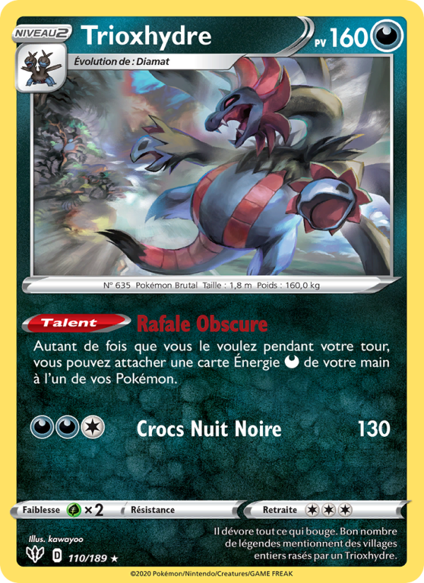 Trioxhydre 110 — Ténèbres Embrasées (French Pokémon TCG card)