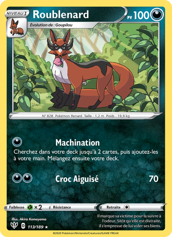 Roublenard 113 — Ténèbres Embrasées (French Pokémon TCG card)