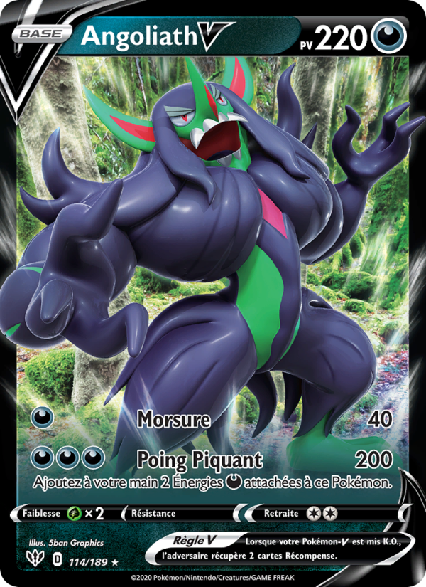 Angoliath V 114 — Ténèbres Embrasées (French Pokémon TCG card)