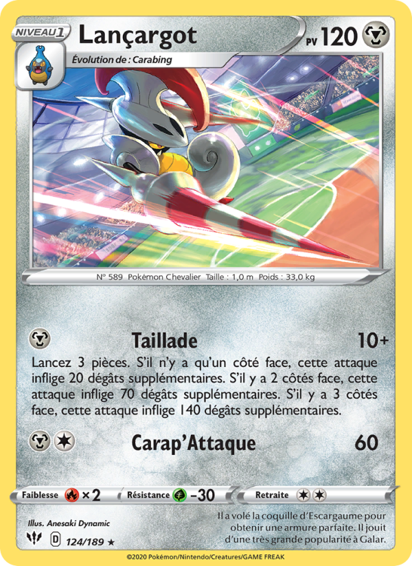 Lançargot 124 — Ténèbres Embrasées (French Pokémon TCG card)