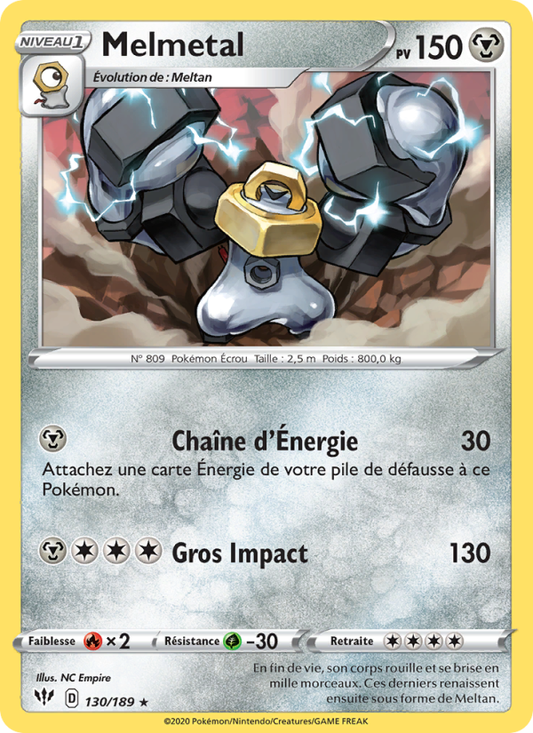 Melmetal 130 — Ténèbres Embrasées (French Pokémon TCG card)