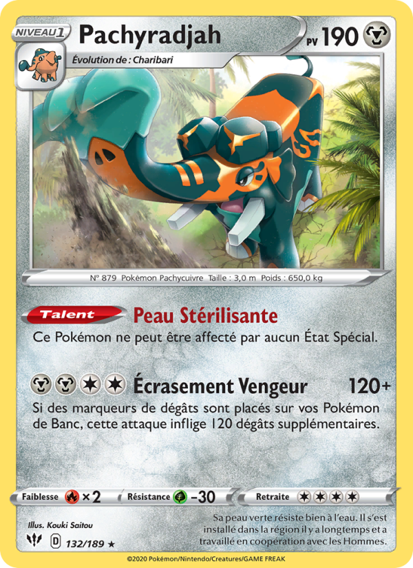 Pachyradjah 132 — Ténèbres Embrasées (French Pokémon TCG card)