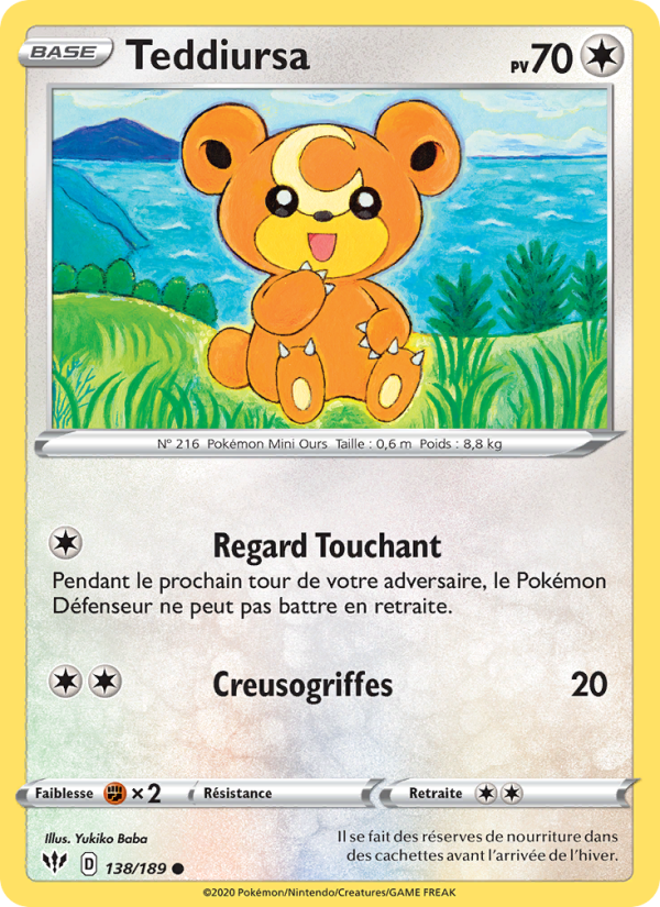 Teddiursa 138 — Ténèbres Embrasées (French Pokémon TCG card)