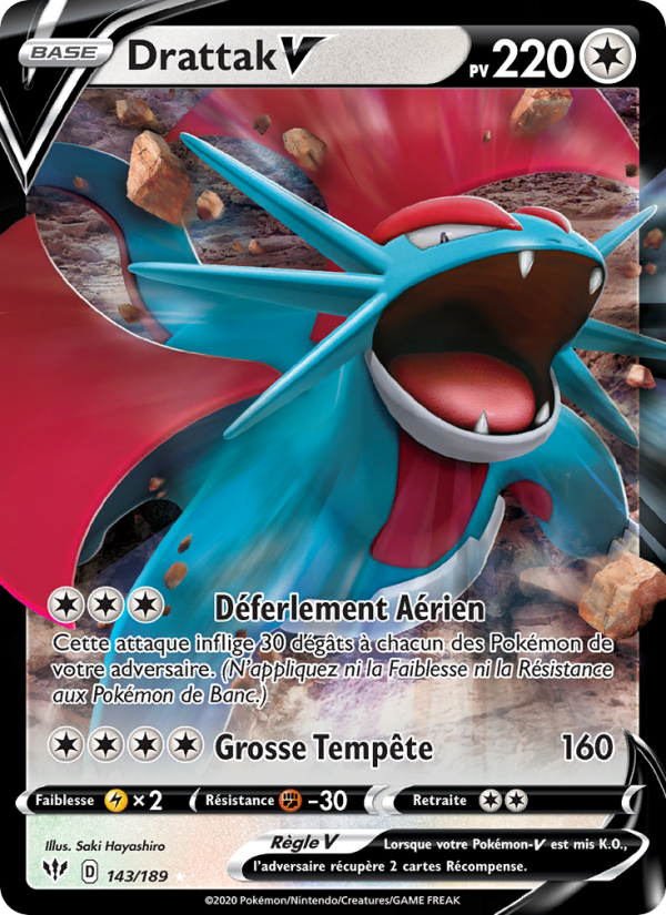 Drattak V 143 — Ténèbres Embrasées (French Pokémon TCG card)