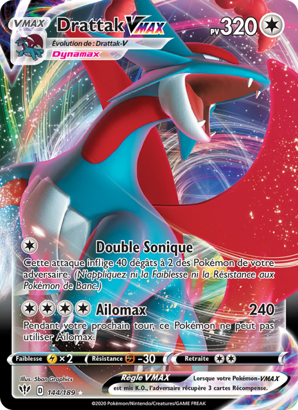 Drattak VMAX 144 — Ténèbres Embrasées (French Pokémon TCG card)