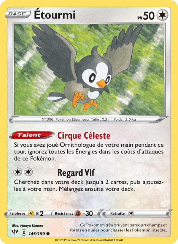 Étourmi 145 — Ténèbres Embrasées (French Pokémon TCG card)
