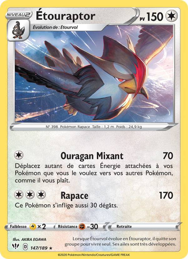 Étouraptor 147 — Ténèbres Embrasées (French Pokémon TCG card)