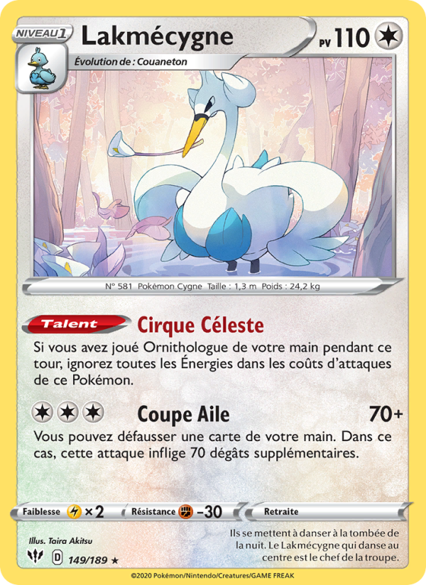 Lakmécygne 149 — Ténèbres Embrasées (French Pokémon TCG card)