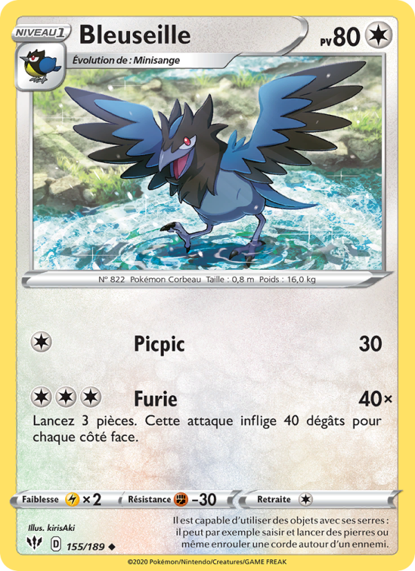 Bleuseille 155 — Ténèbres Embrasées (French Pokémon TCG card)