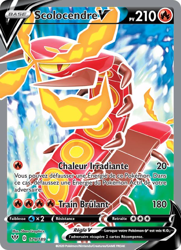 Scolocendre V 179 — Ténèbres Embrasées (French Pokémon TCG card)