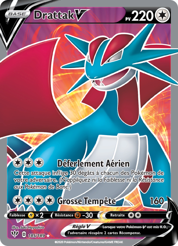 Drattak V 185 — Ténèbres Embrasées (French Pokémon TCG card)