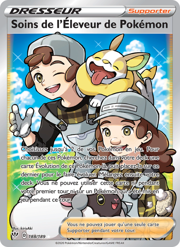 Soins de l'Éleveur de Pokémon 188 — Ténèbres Embrasées (French Pokémon TCG card)