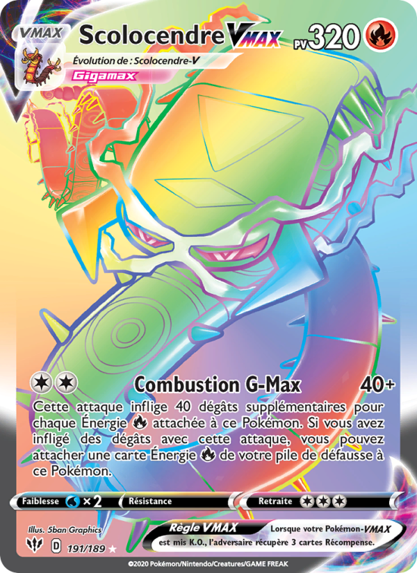 Scolocendre VMAX 191 — Ténèbres Embrasées (French Pokémon TCG card)
