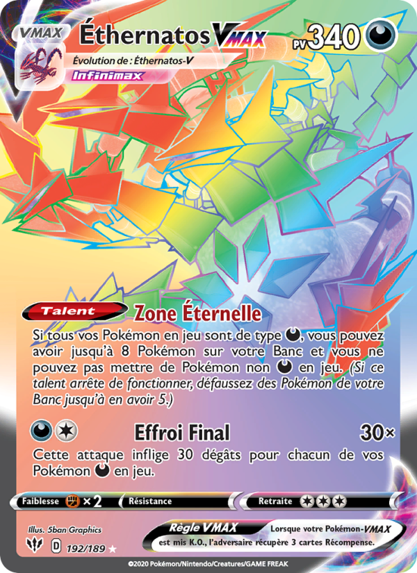 Éthernatos VMAX 192 — Ténèbres Embrasées (French Pokémon TCG card)