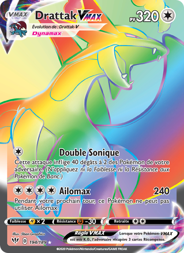 Drattak VMAX 194 — Ténèbres Embrasées (French Pokémon TCG card)