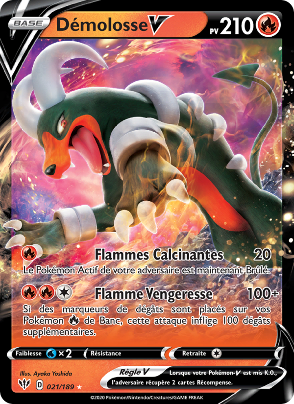 Démolosse V 21 — Ténèbres Embrasées (French Pokémon TCG card)