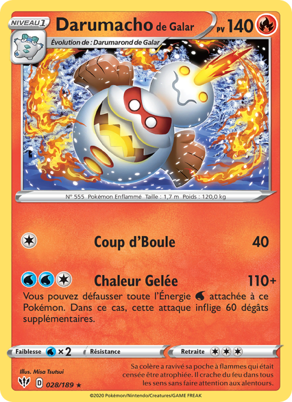 Darumacho de Galar 28 — Ténèbres Embrasées (French Pokémon TCG card)
