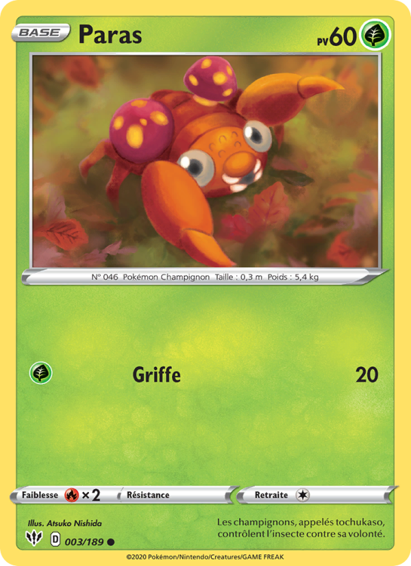 Paras 3 — Ténèbres Embrasées (French Pokémon TCG card)