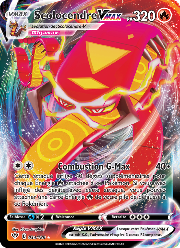 Scolocendre VMAX 34 — Ténèbres Embrasées (French Pokémon TCG card)